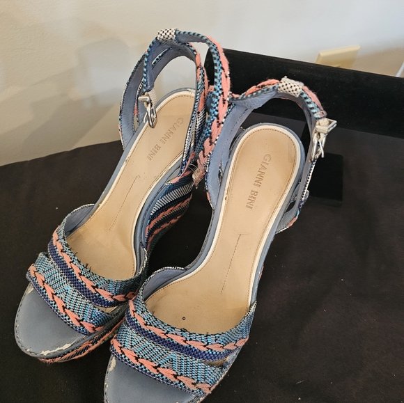 Gianni Bini Blue and Pink Espadrilles with Intricate Straps - Picture 4 of 6